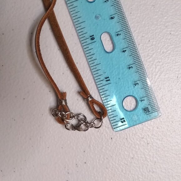 Minimalist Larvikite Pendant on Rawhide Leather Cord - Unisex - Black & Grey - Picture 11 of 11